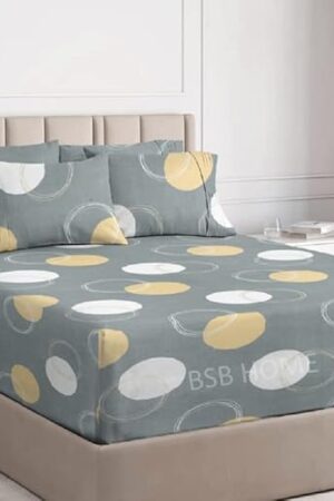 BSB HOME 210 TC Premium Cotton Elastic Fitted Bedsheets with 2 Pillow Covers|Double Bed with Corner Elastic Wrinkelfree Supersoft Floral Pattren Breathable |Size-72 x 68 + 6 inches |Multicolour1