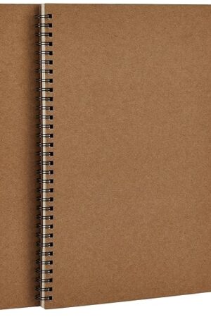 amazon basics Dot Grid Notebook, A4 Size (8.5x11 inches), Dotted Pattern 5MM, Kraft Cover, Pack of 2